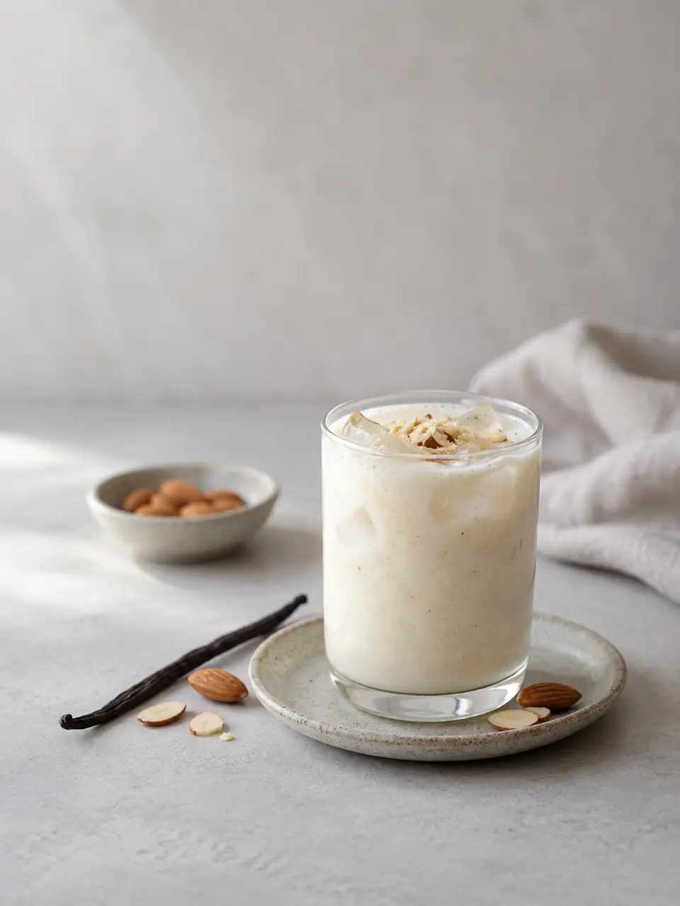 Batido frío de vainilla y almendras