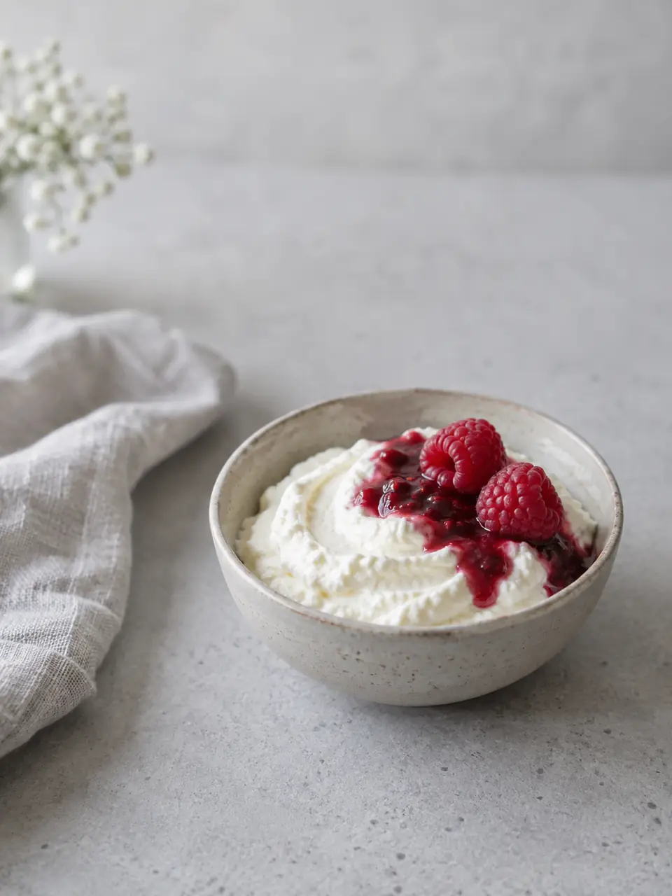 Requesón batido con frutos rojos