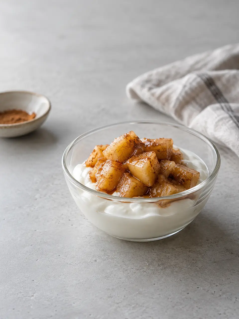 Yogur griego con manzana asada