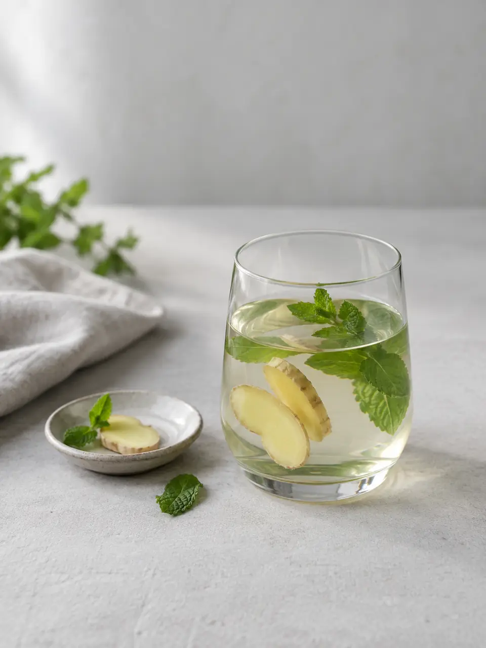 Agua saborizada de jengibre y menta