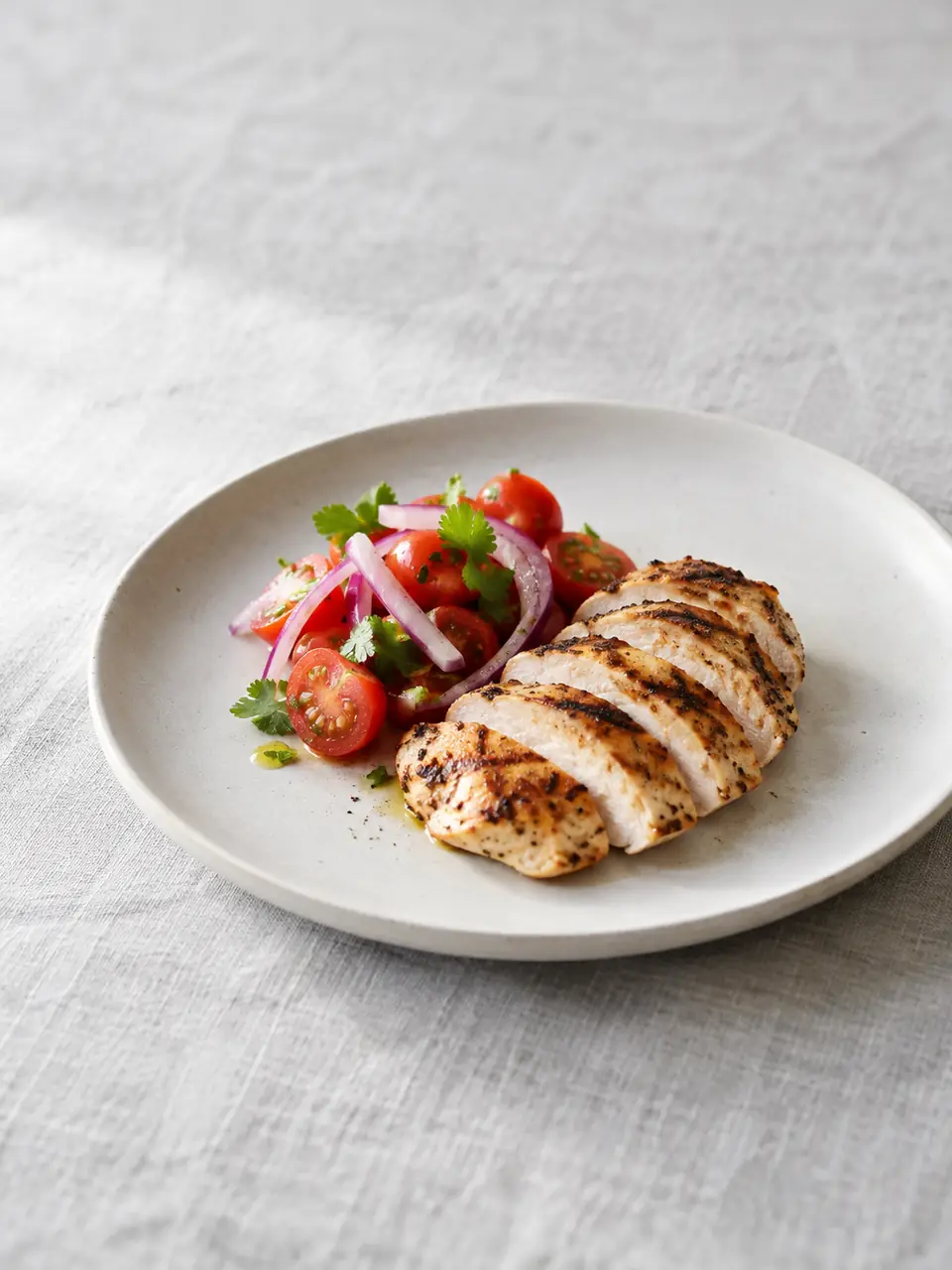 Pollo con ensalada chilena suave