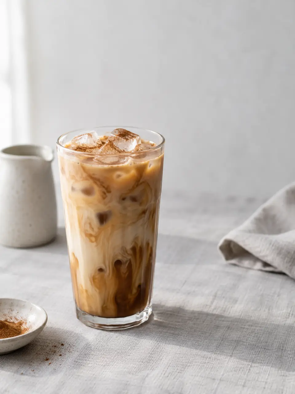 Café helado con leche y canela