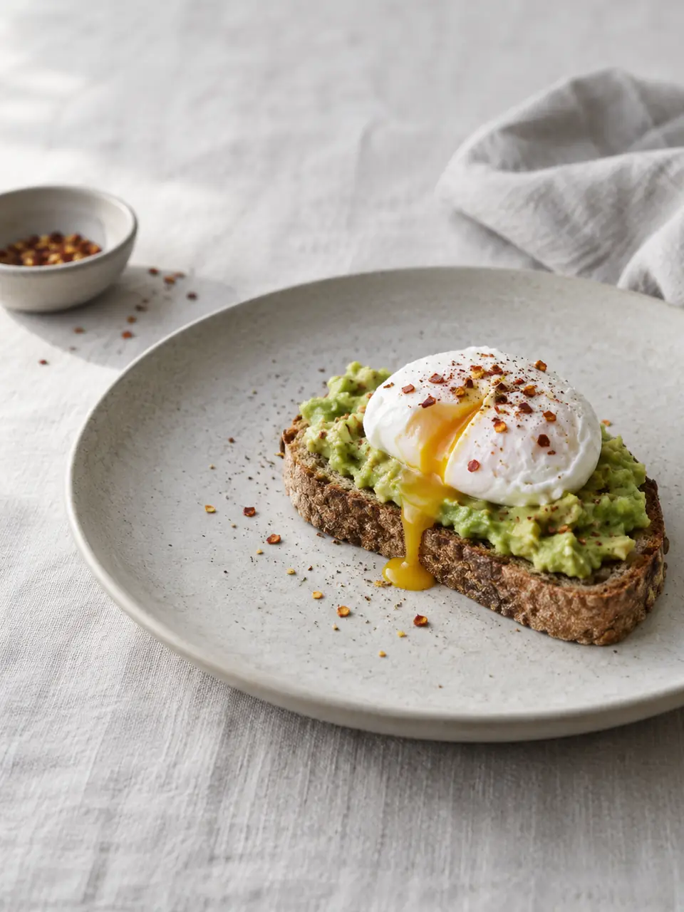 Tostada integral con palta y huevo pochado