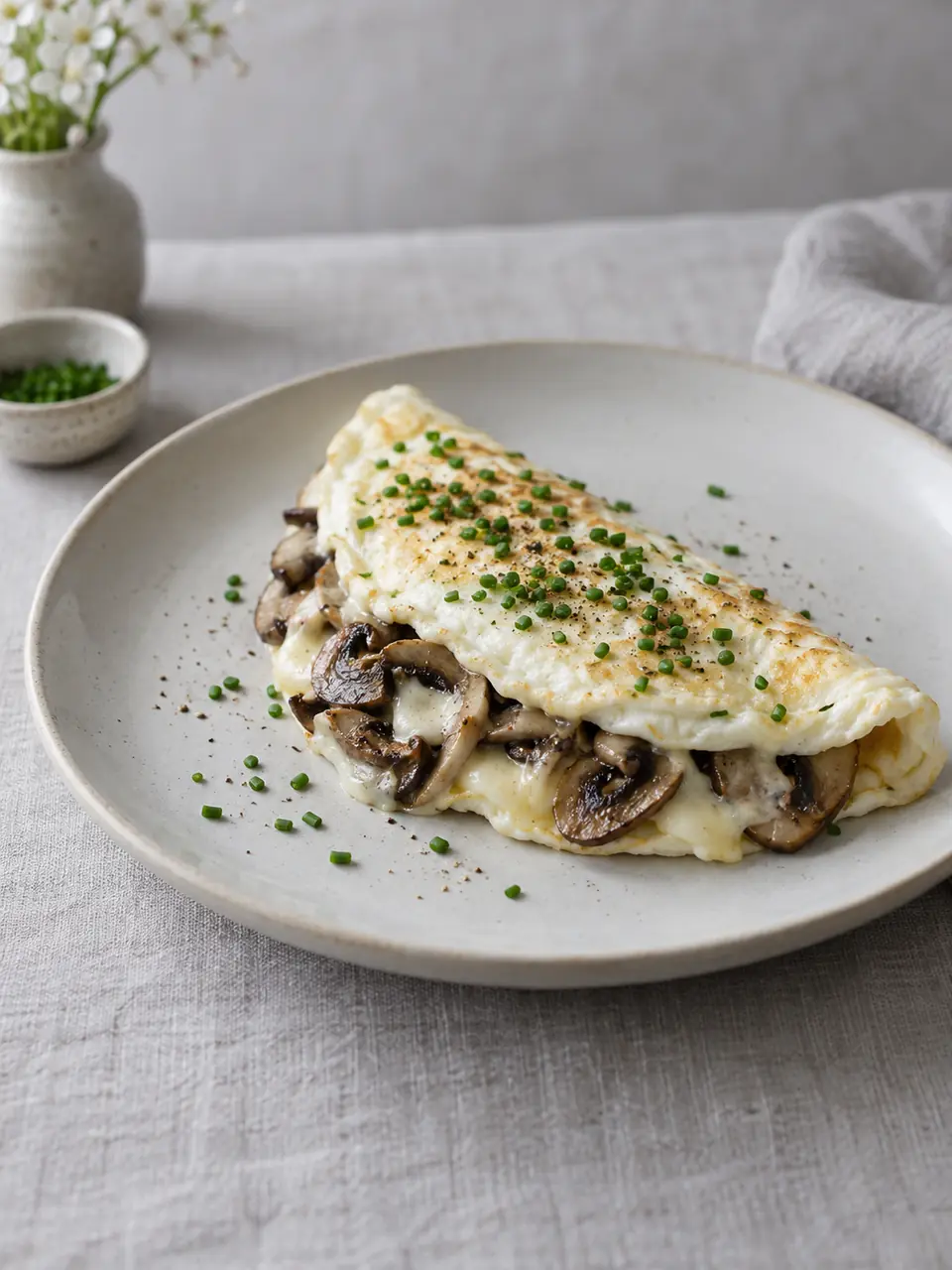Omelette de claras con champiñones