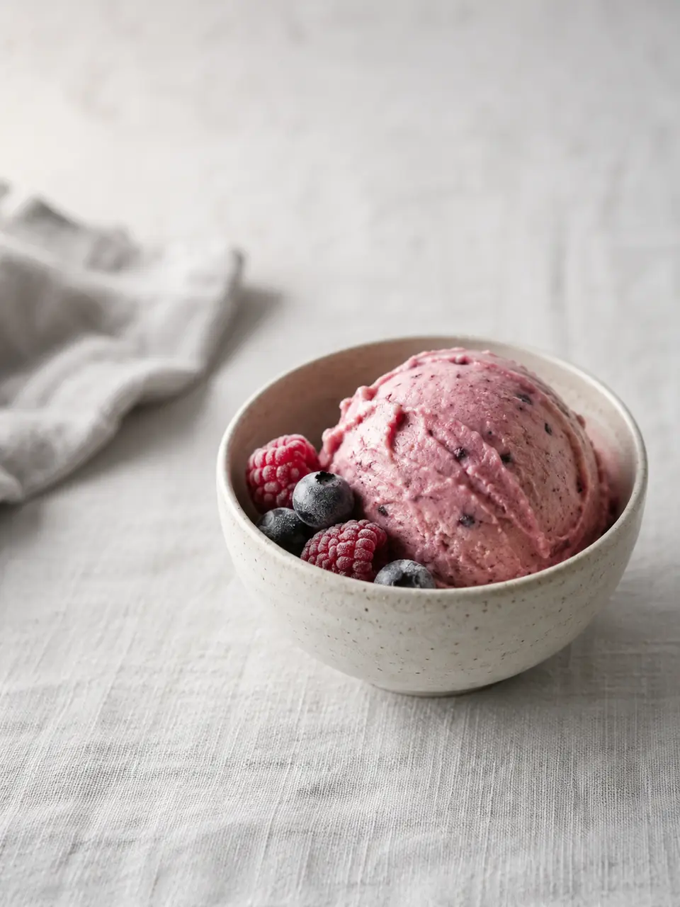Helado de plátano y frutos rojos