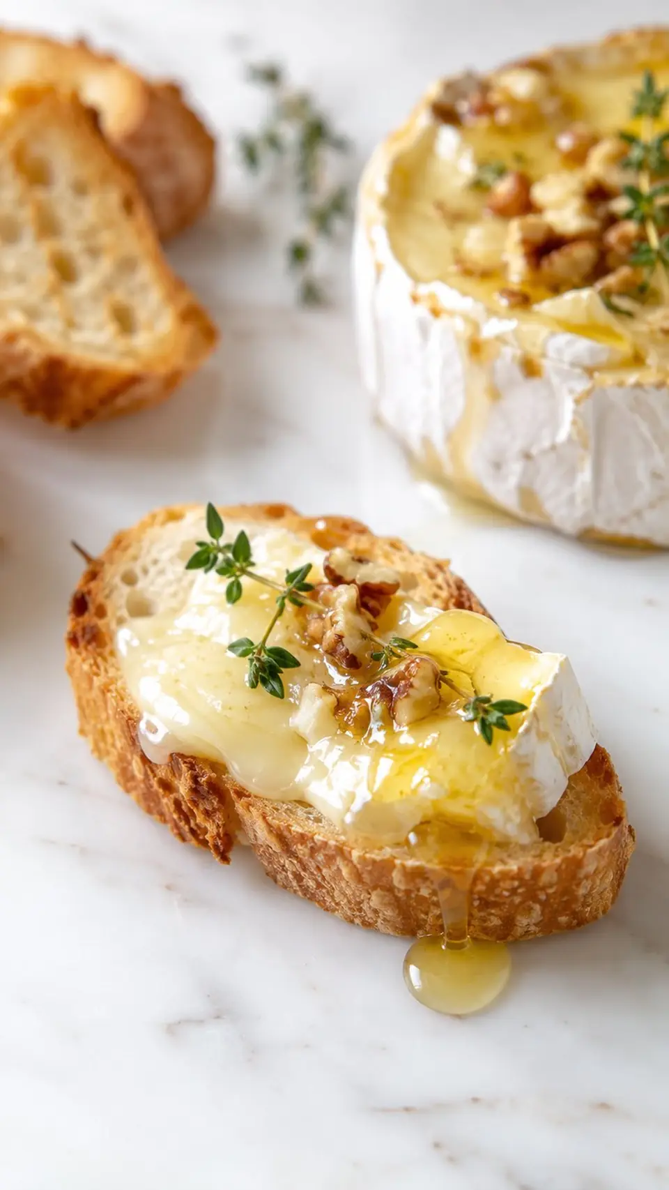 Brie horneado con miel, nueces y romero