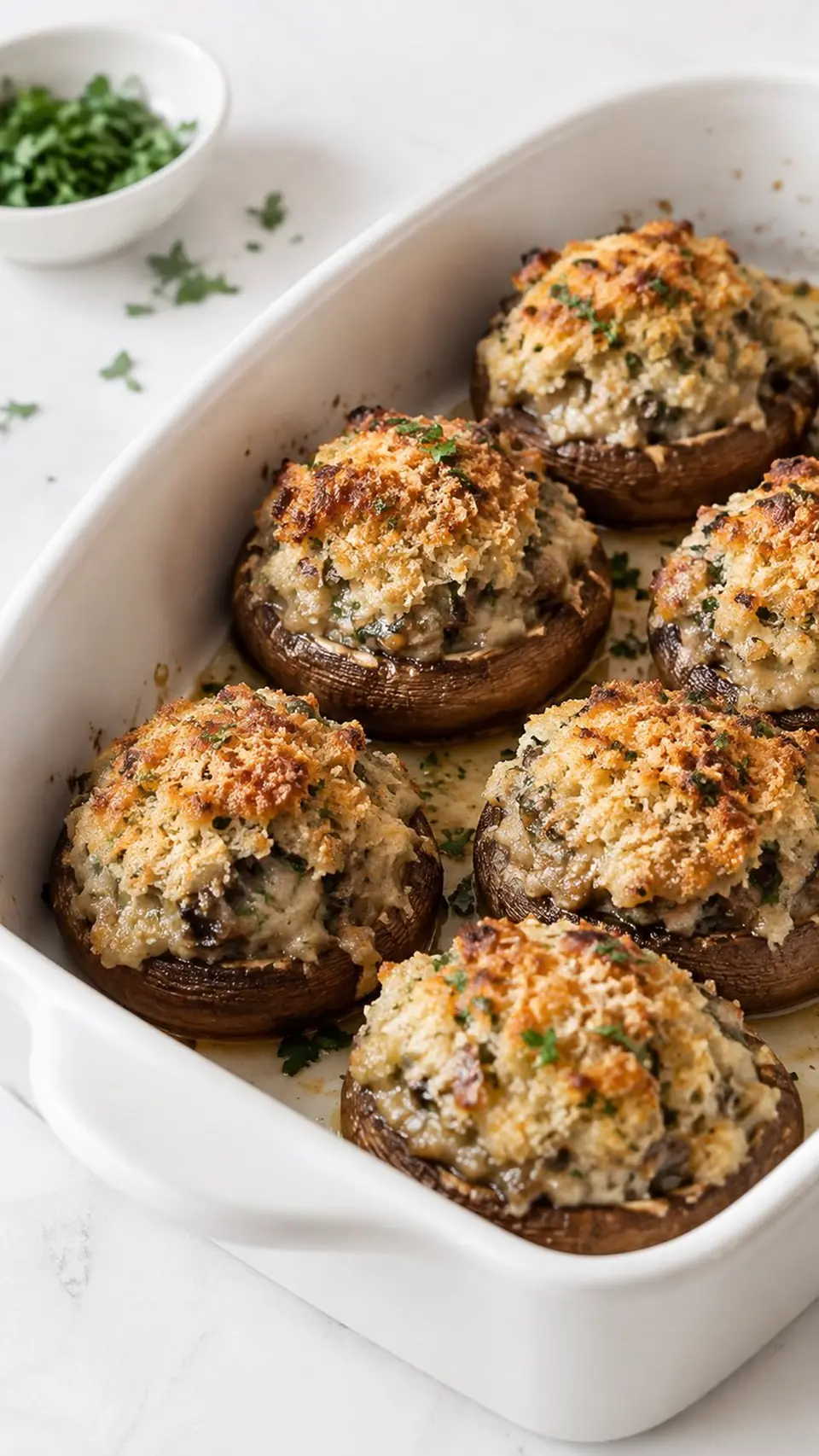 Champiñones rellenos con ajo y parmesano
