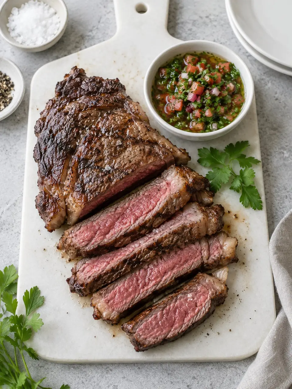 Lomo vetado a la parrilla con pebre