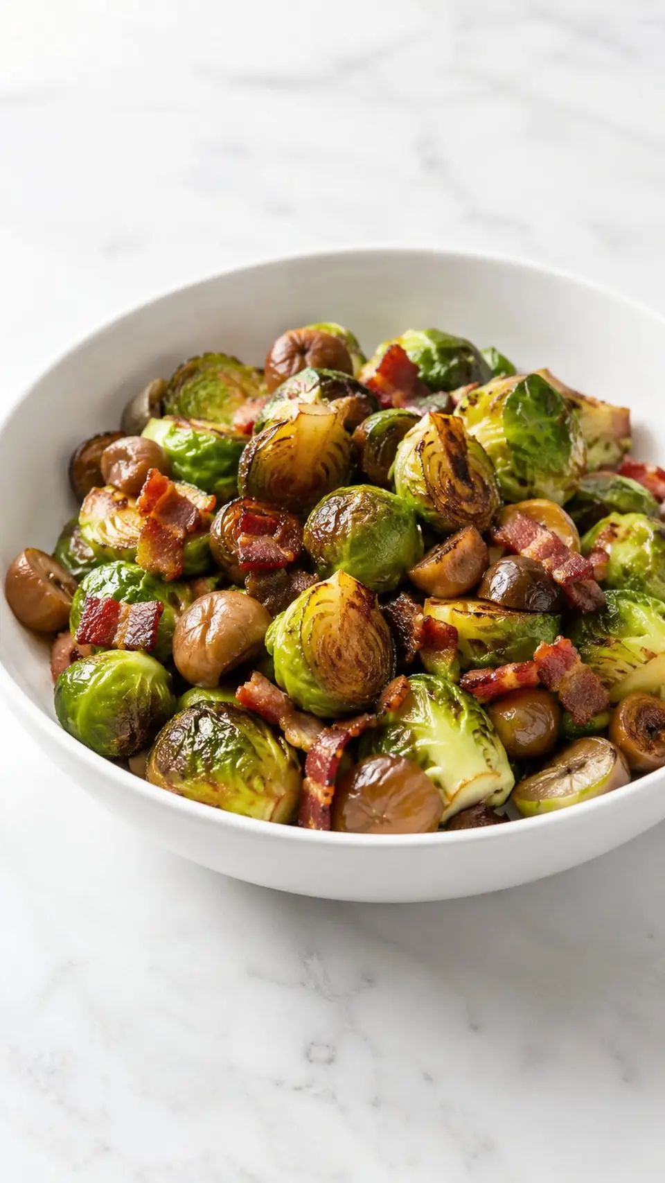 Coles de Bruselas con tocino y castañas