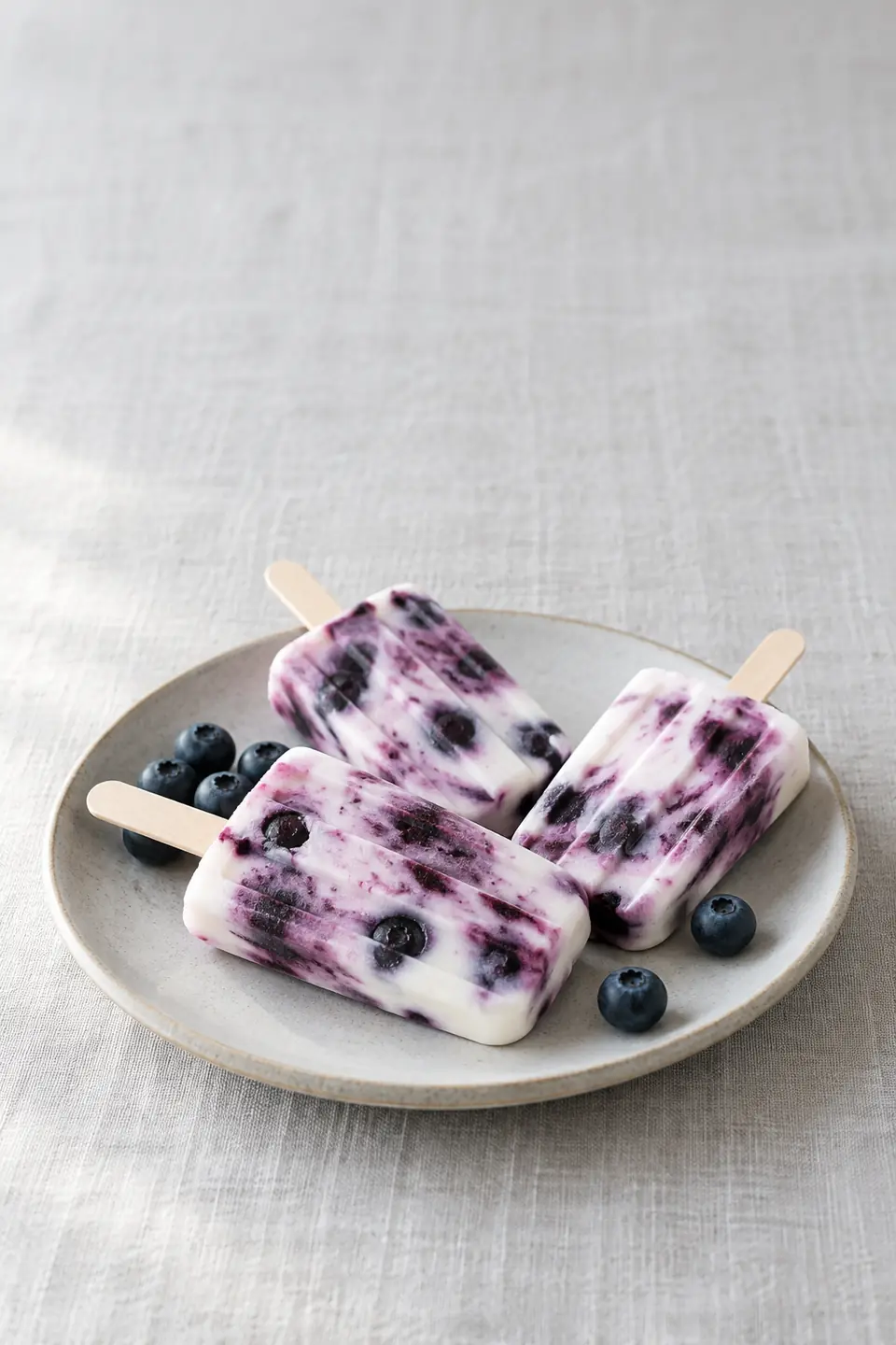 Paletas de yogur y arándanos