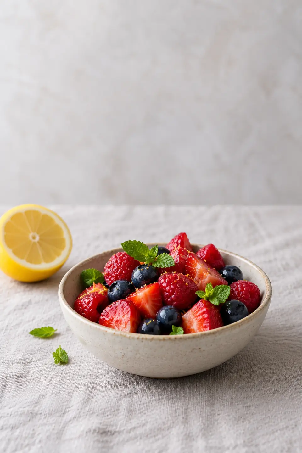 Frutos rojos con menta y limón