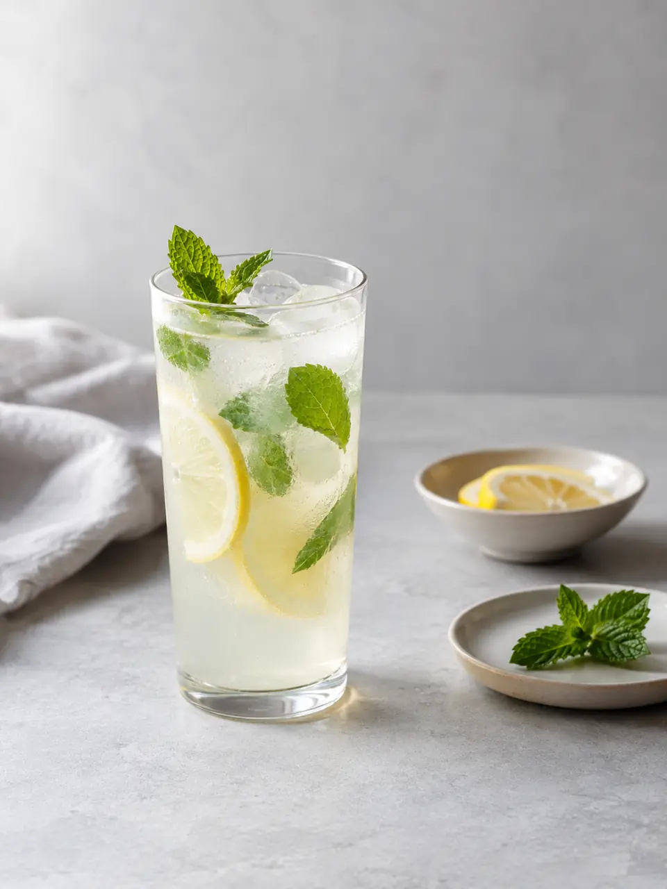 Limonada proteica de menta