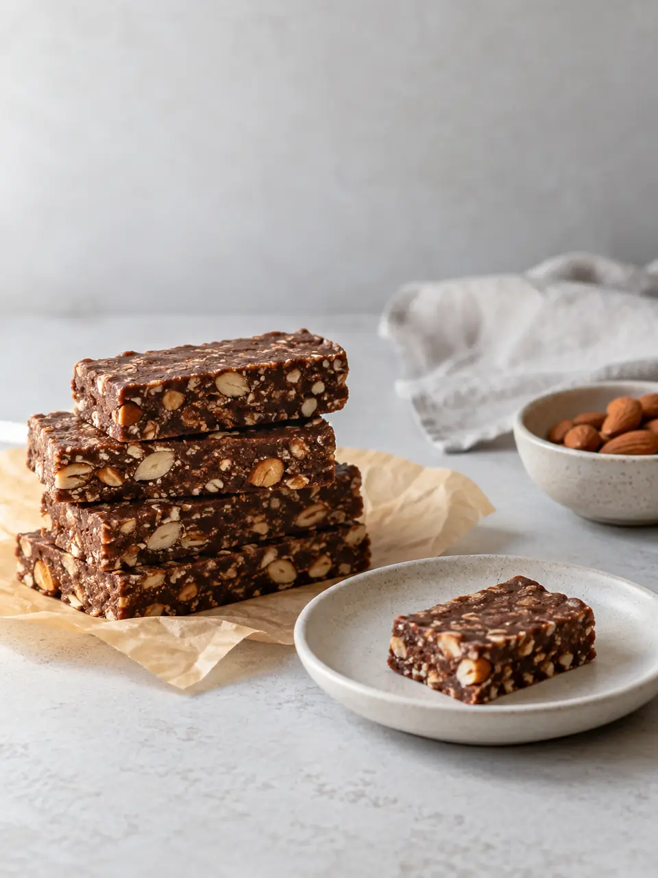 Barras de chocolate y almendra