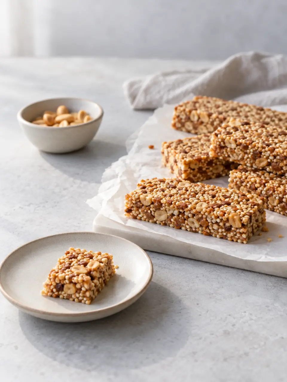 Barritas de quinoa inflada y maní