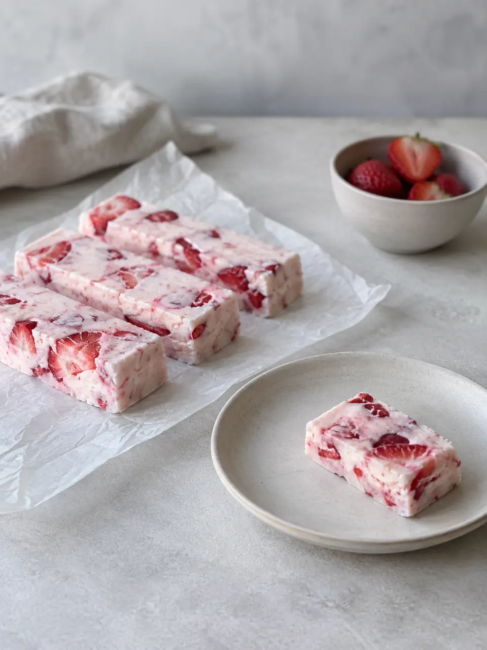 Barras heladas de yogur y frutilla