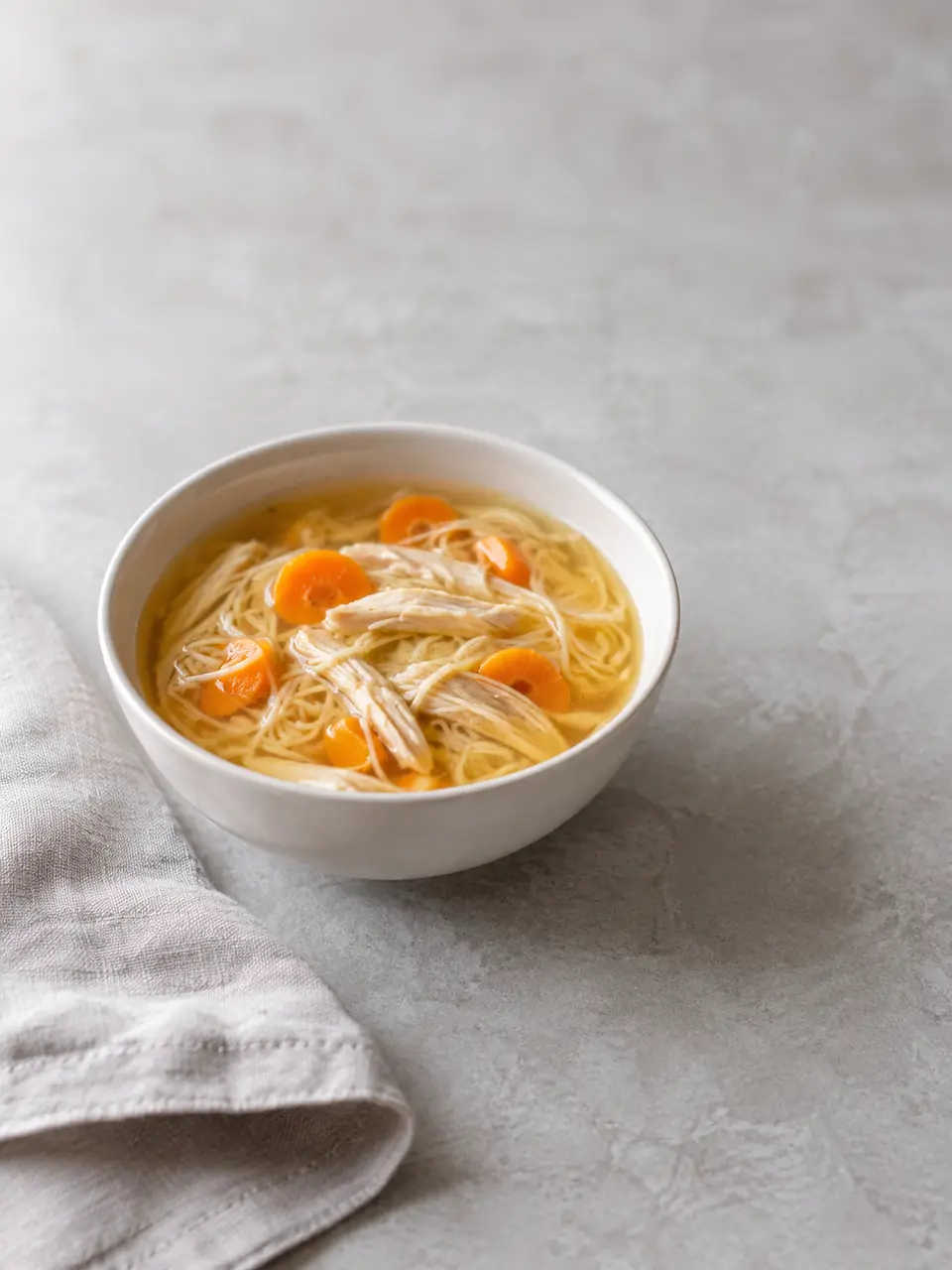 Sopa de pollo con cabellos de ángel