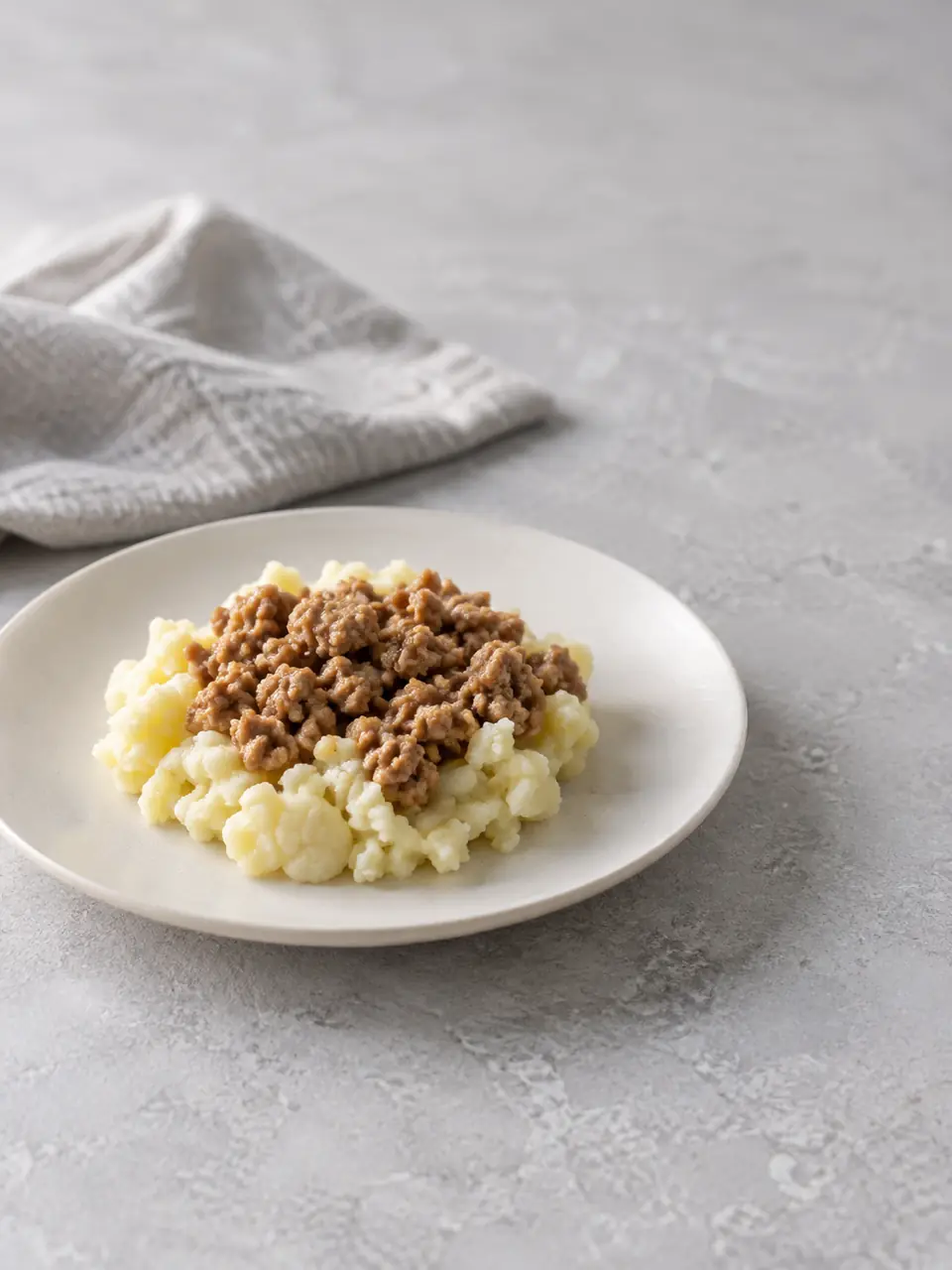 Puré de papa y coliflor con pavo molido